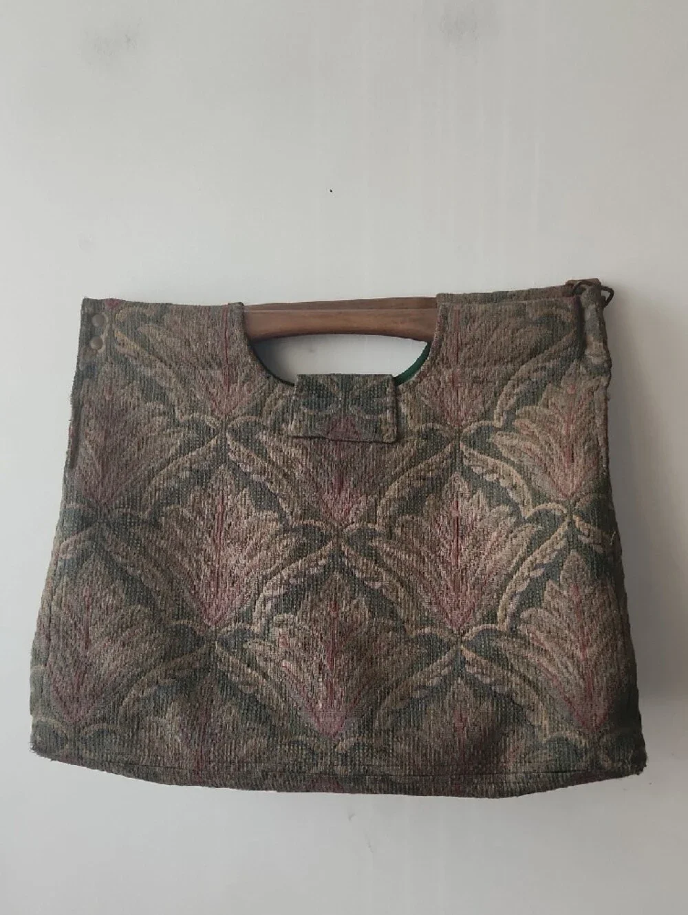 Tapestry Pattern Messenger Bag with Green Interior - Picture 13 of 15